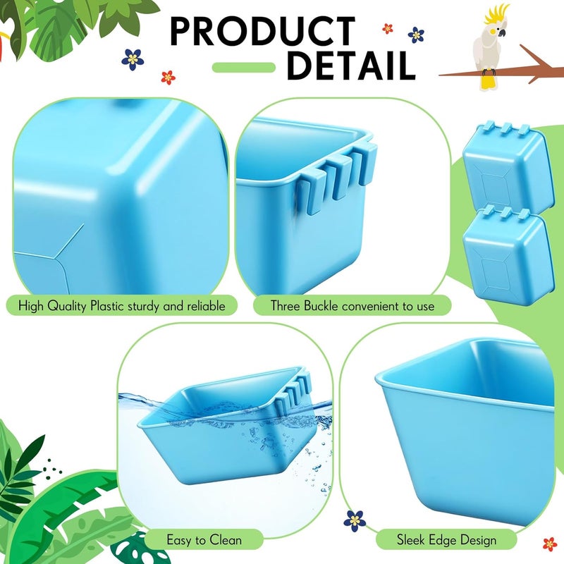 Maxdot 20 Pcs Cage Cups Chicken Feeder Waterer 16 oz Birds Feeders Hanging Bunny Cage Chicken Water Bowl for Pet Parrot Rooster Parakeet Gamefowl Poultry Pigeon Wire Hutch(Light Blue) - Image 3